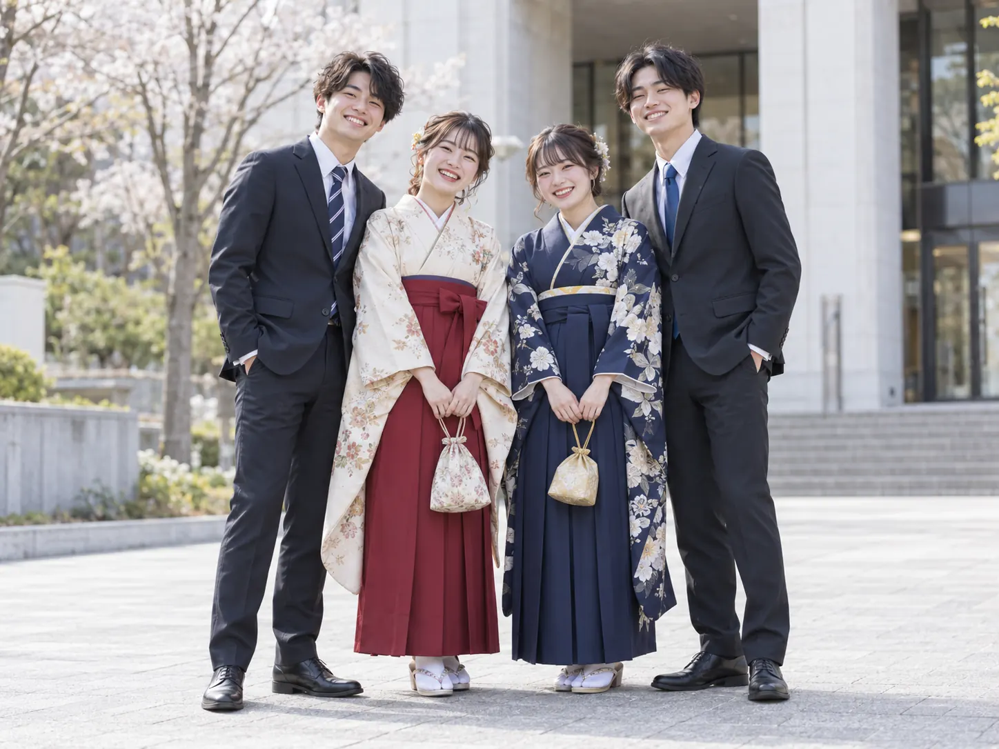 卒業式の友人グループ写真イメージ