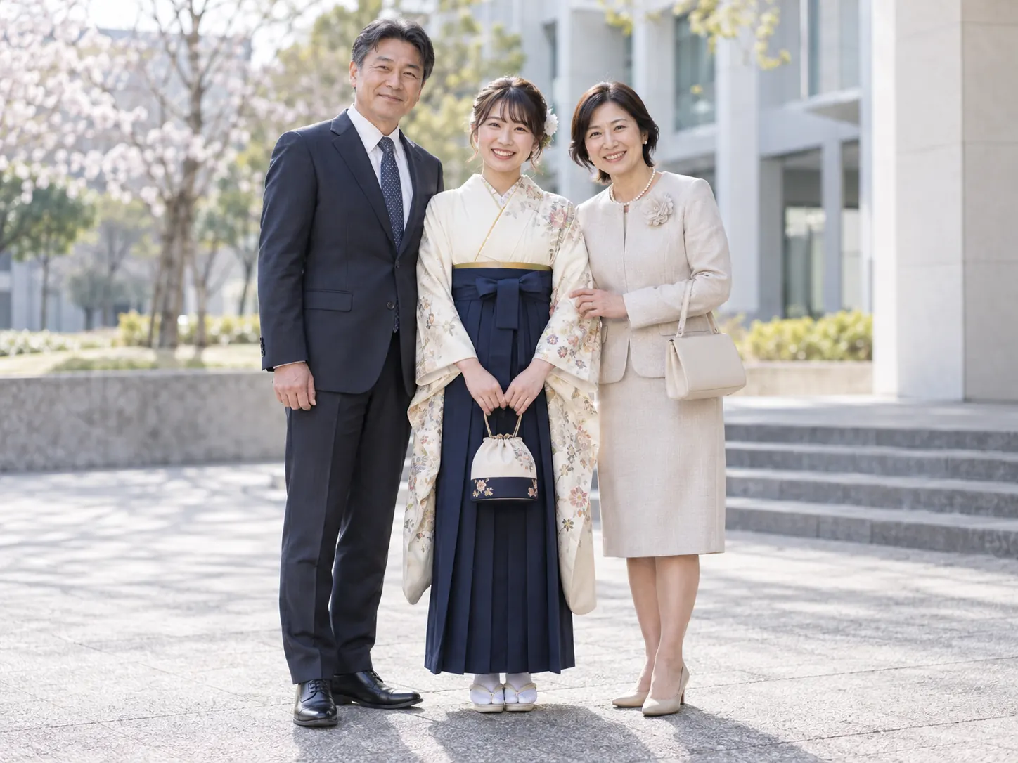 卒業式の家族集合写真イメージ