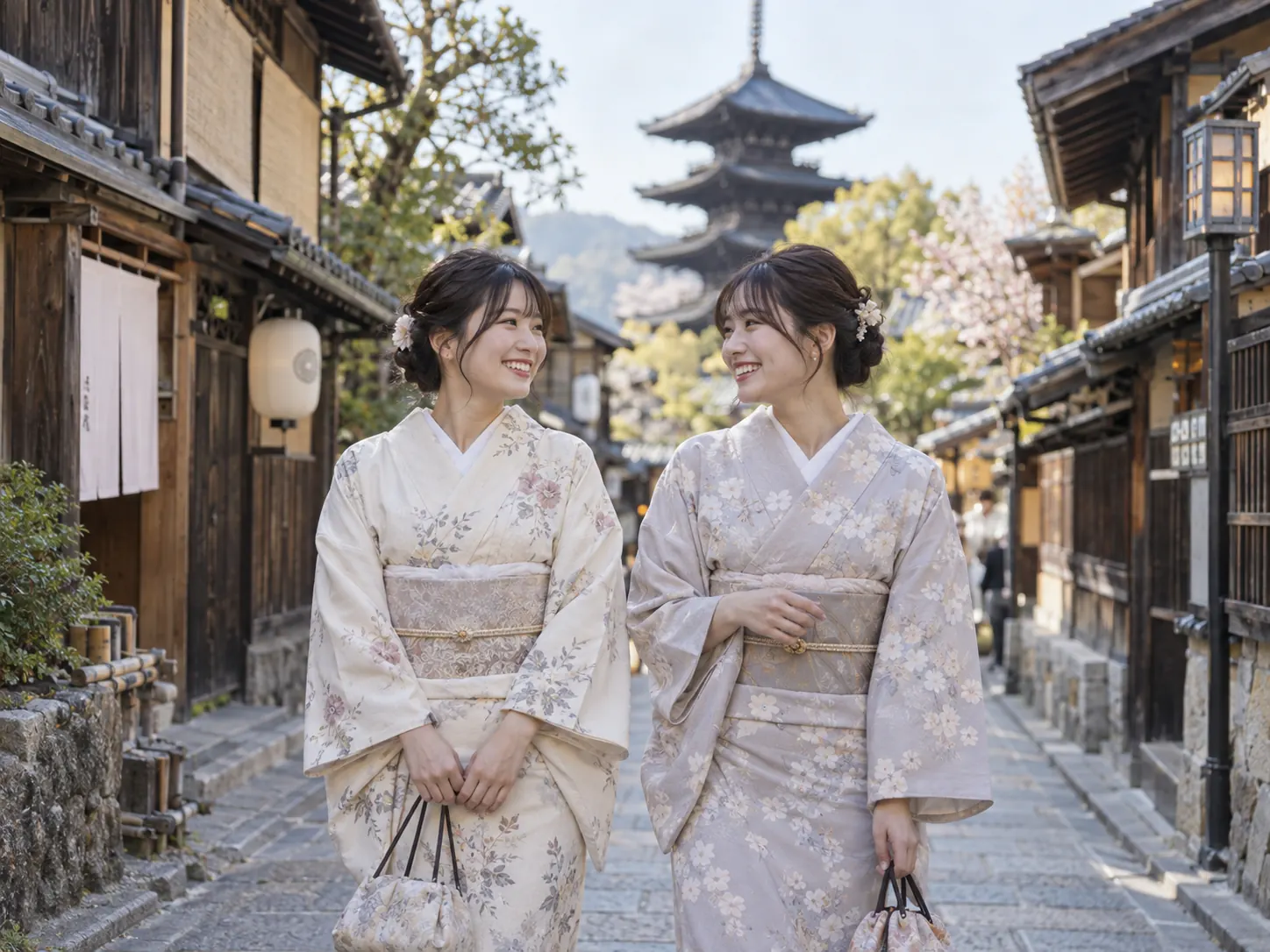 京都の町並みでの和装観光撮影イメージ