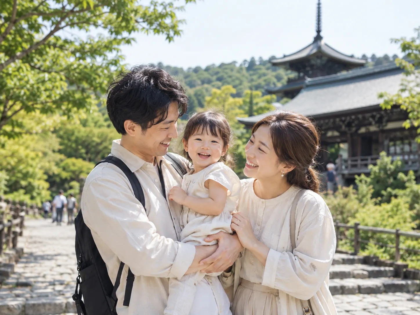 家族旅行の自然な撮影イメージ